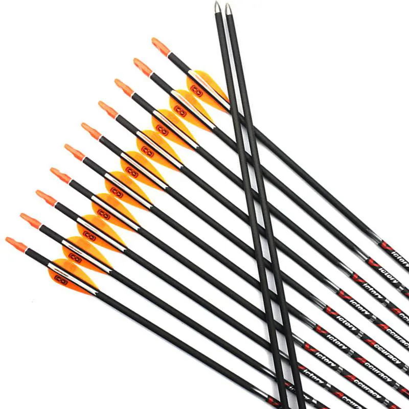 Pure Carbon Arrow 30 Inch Spine 350 400 500 600 700 800 900 ID 4.2mm Adjustable Nock for Archey Shooting Hunting