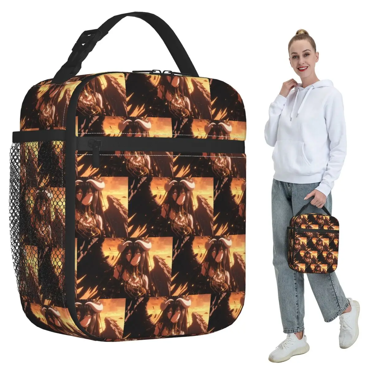 Adventure Anime Albedo Overlord Insulated Lunch Bag for Kids School Cooler Thermal Food Box Tote Portable Lunch Boxes Container