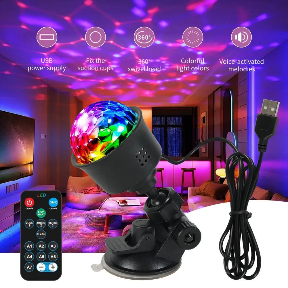Mini USB Car LED Atmosphere Lamp With RGB Rotate Multicolor Projector Light Night Light Home Auto Party Club Christmas Decor