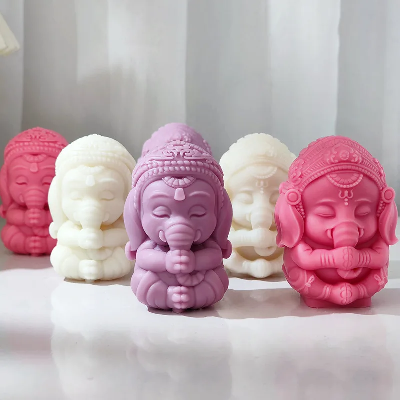 3D Buddha Elephant Candle Soap Silicone Mold Sitting Elephant Silicone Chocolate Cake Ornament Mold