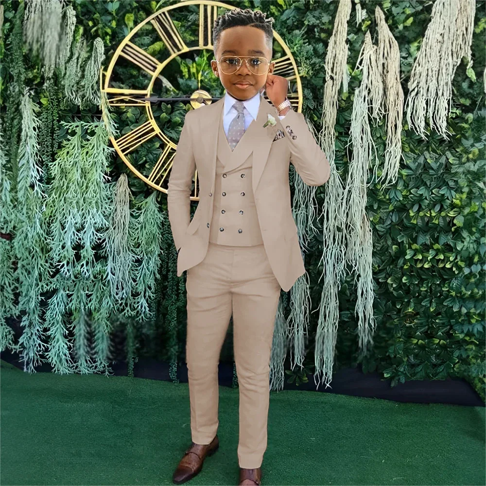 Boys Wedding Suits for Child Tuxedo 3-piece Suit 2-16 Year Old Kids Customized Dinner Ceremony Tuxedo Suit