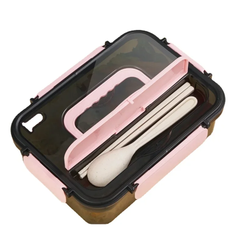 Large Capacity Plastic Microwave Lunch Box with Tableware Office Student Portable Lunch Box suit