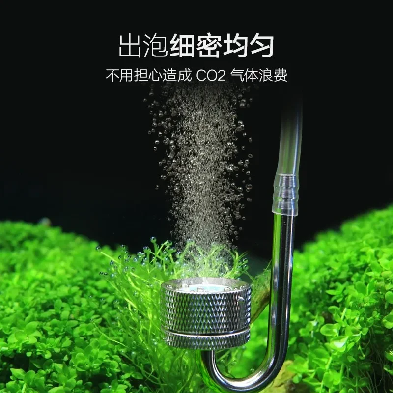 Aquarium CO2 Diffuser Fish Tank Bubble Atomizer Reactor Solenoid Regulator CO2 System Atomizer for Plant with Suction Cup Silver