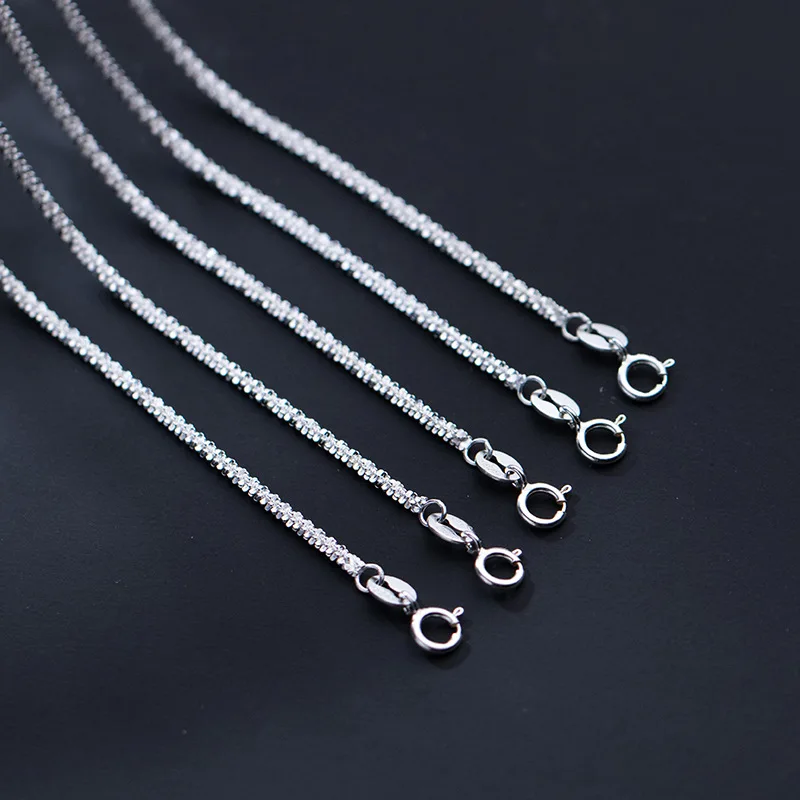 Pure 925 Sterling Silver 16-32 inches 1.8mm Sparkling Chain Necklaces for Women Girls Fashion Jewelry Engagement Party Gift