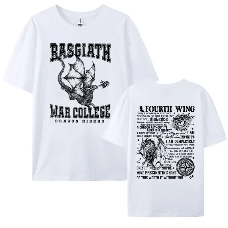 Fourth Wing Basgiath War College T Shirt The Empyrean Series Dragon Rider Tshirts Men Women Harajuku Retro Oversized T-shirt Y2k