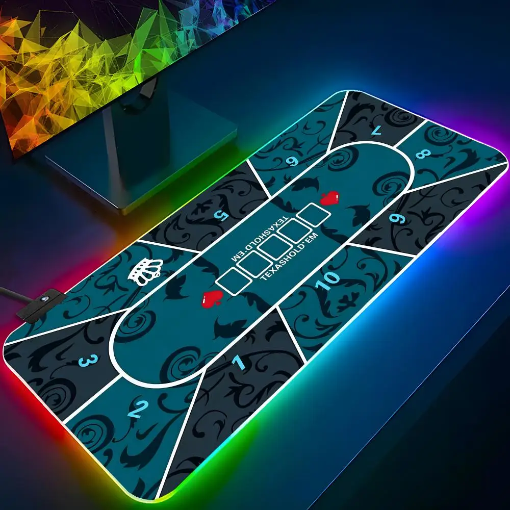 

T-Texas Holdem Mouse Pad RGB Backlit Mouse Pad Laptop Mouse Pad Laptop Gamer Computer Desk Gaming Accessories
