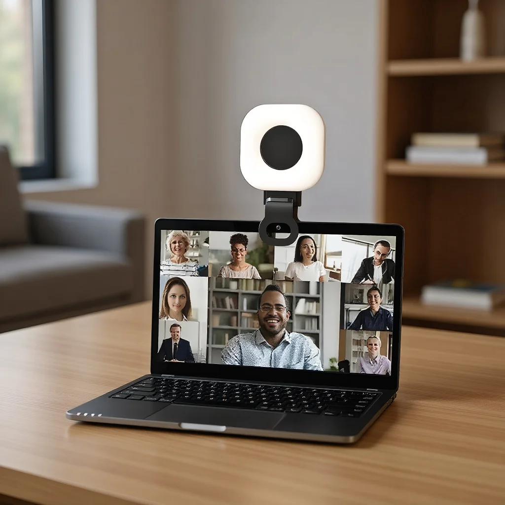 

​ ​ Перезаряжаемая светодиодная вспышка для телефона — портативная лампа для селфи с зажимом для iPhone iPad, ноутбука, видеомакияжа и конференции ​ ​