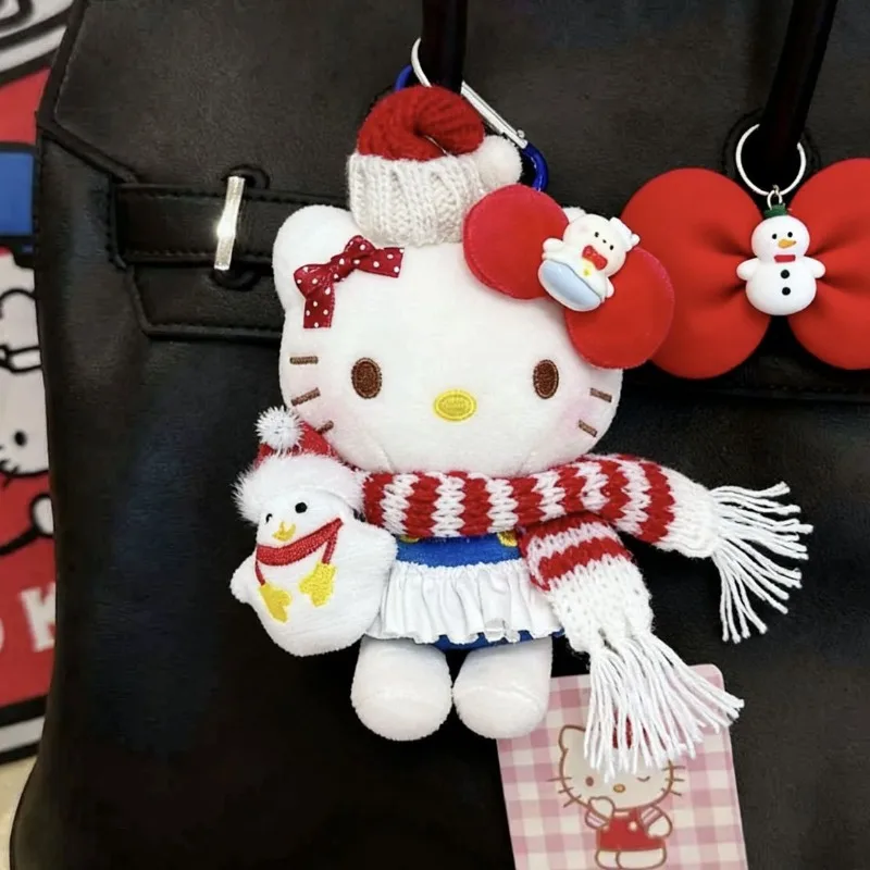 

MINISO Sanrio Hello Kitty Рождественская серия зимний шарф со снеговиком аниме кукла Kawaii подвесные украшения милый плюшевый брелок подарок