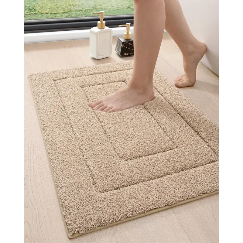 Bathroom Rug Mat, Non Slip Washable Soft Absorbent Mats, Rubber Backing Quick Dry Microfiber Rugs for Shower Floor