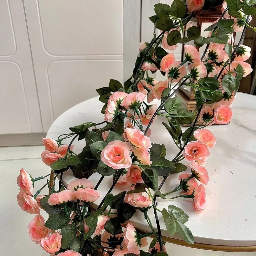 Simulation Rose Flower Vine For Air Conditioning Pipe Cover Wedding Party Wall Decoration Indoor Hanging Plant Aesthetic Style