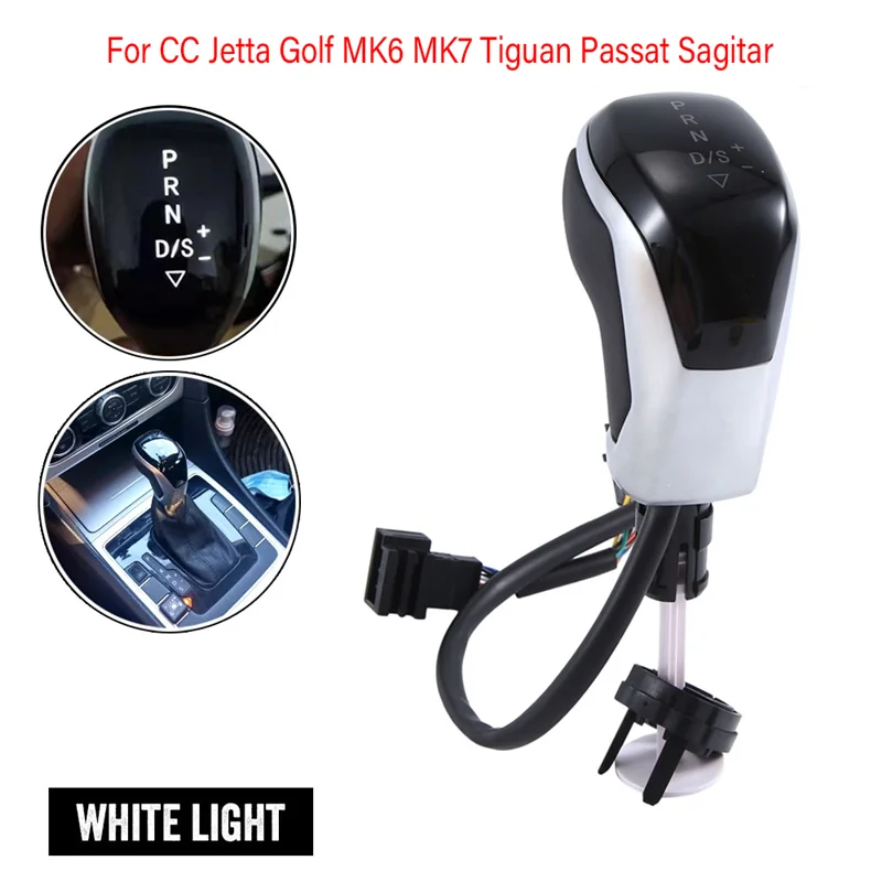 

White LED Gear Shift Head For CC Jetta Golf MK6 MK7 Tiguan Passat Sagitar Electronic Shift Handle Replacement