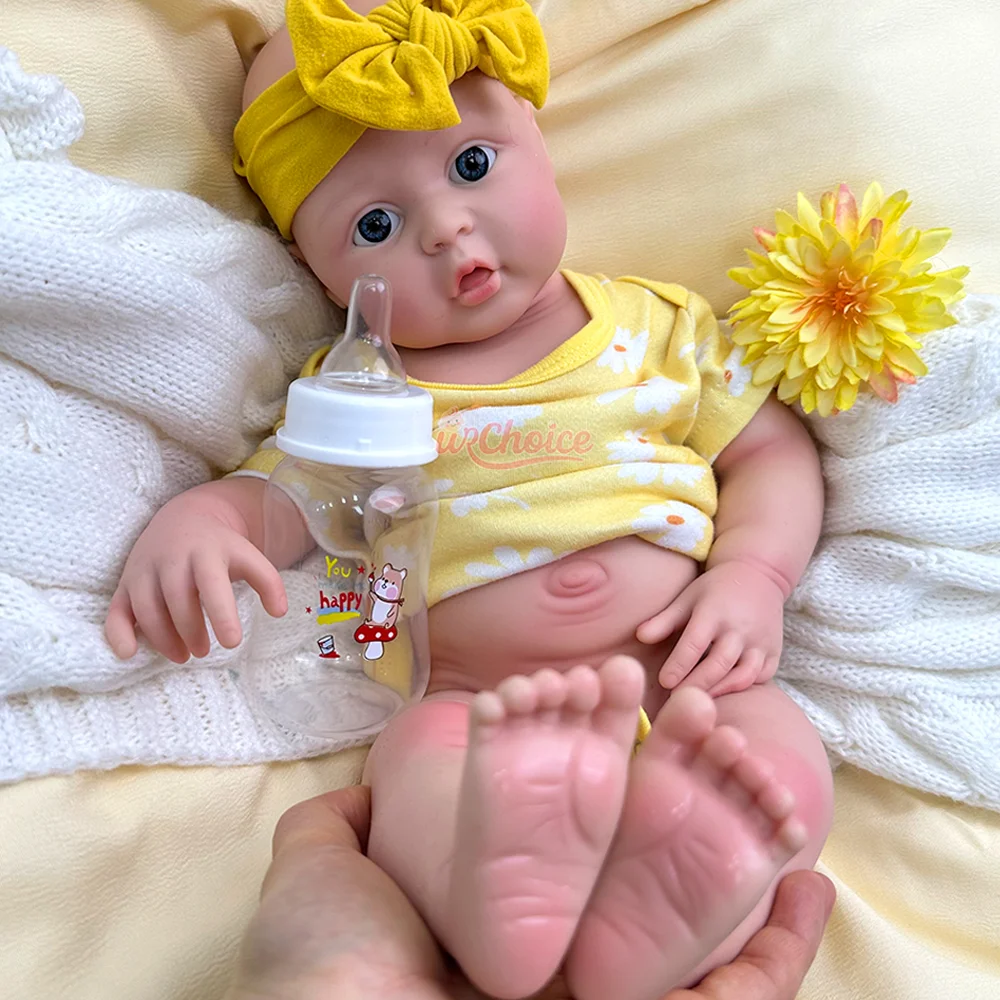 17" Flexible Soft Silicone Reborn Baby Doll Girl Handmade Painted Newborn Bebe Toy For Reborn Doll Enthusiasts Christmas Gift