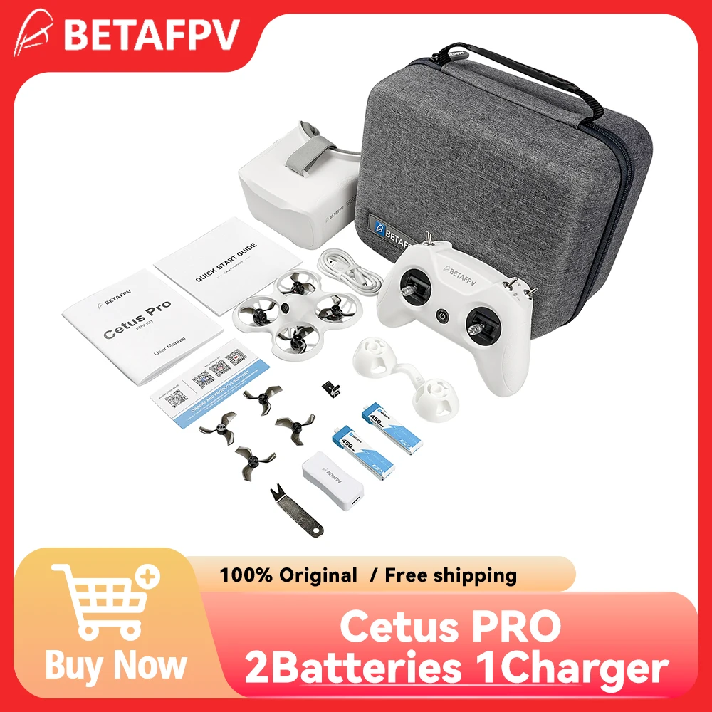 BETAFPV Cetus Pro FPV Kit RTF Racing Drone Frsky D8 Lite Radio 2 SE Zender 5.8G 200m Bereik 14DBI VR02 Bril VTX BT2 450mah Batterij Snel Opladen Ultrolight 33g Klaar om te Vliegen Binnen- en