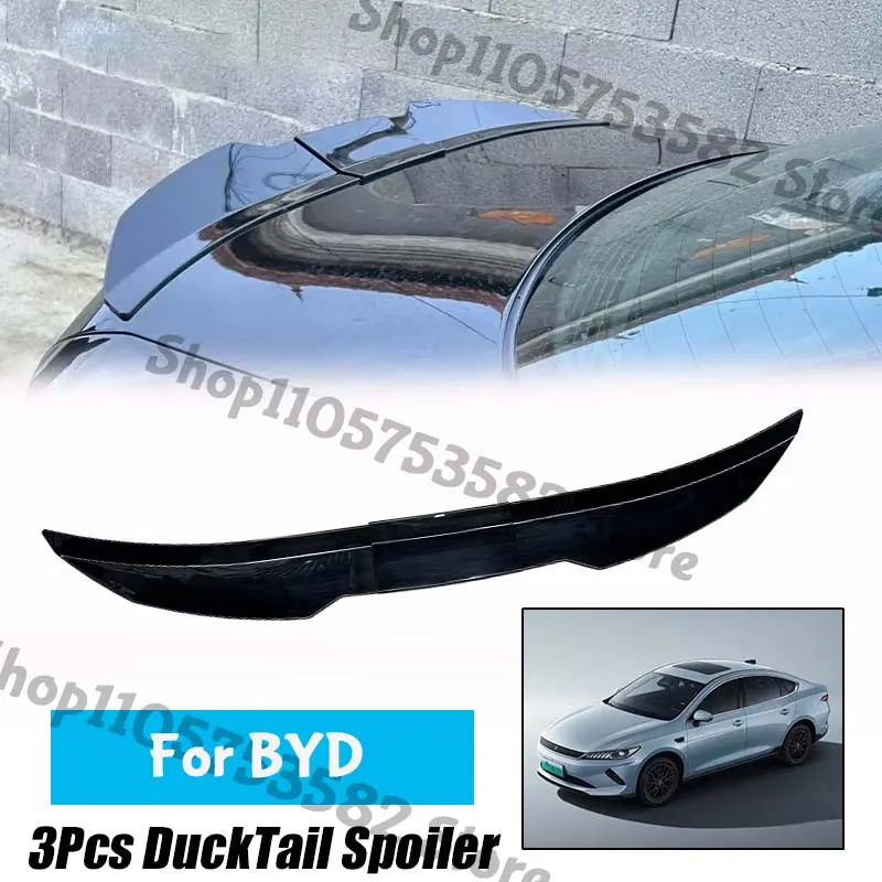 3Pcs Ducktail High Kick Trunk Spoiler For BYD Universal Rear Boot Wing For Multi Models Car