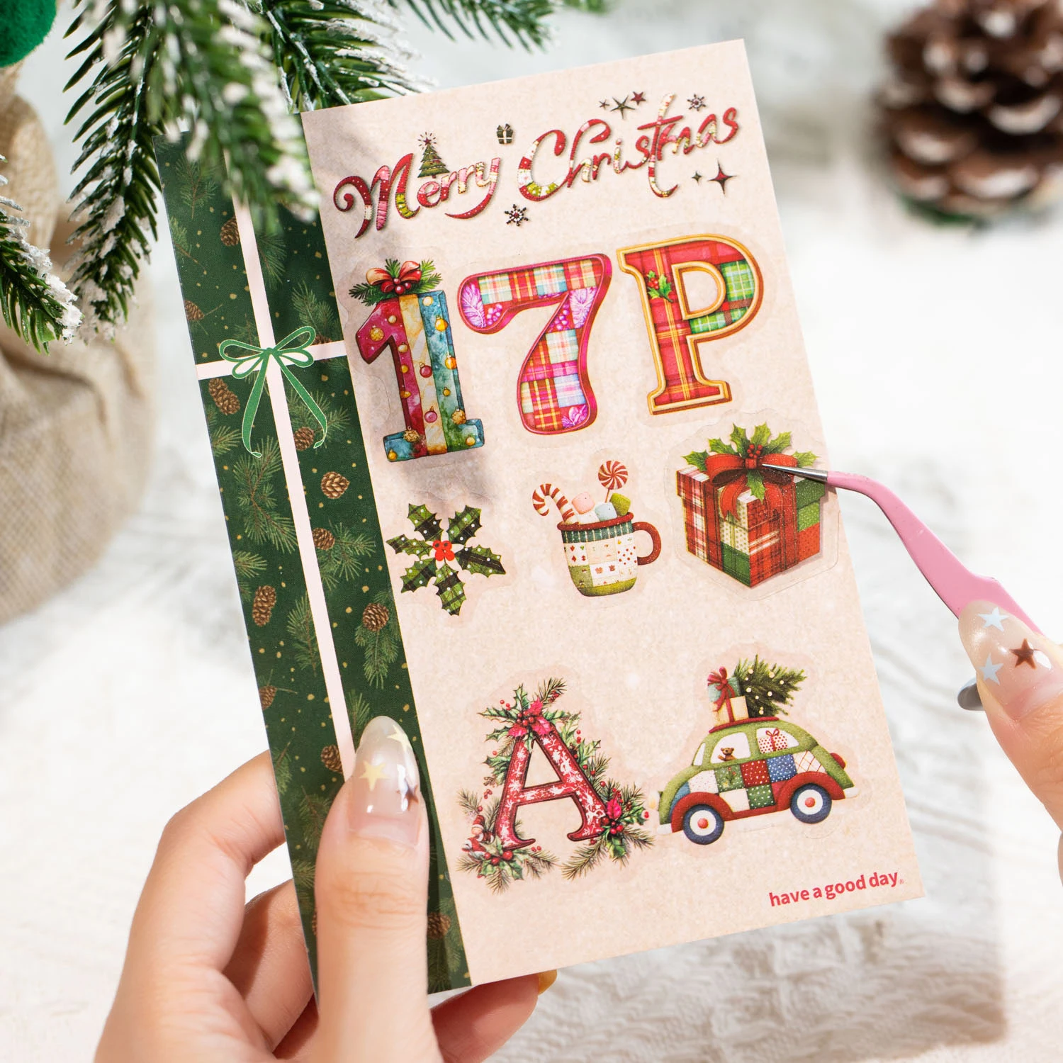 Vintage Christmas Item Letter Number Landscape PET Sticker Creative DIY Journal Material Collage Scrapbooking Stationery