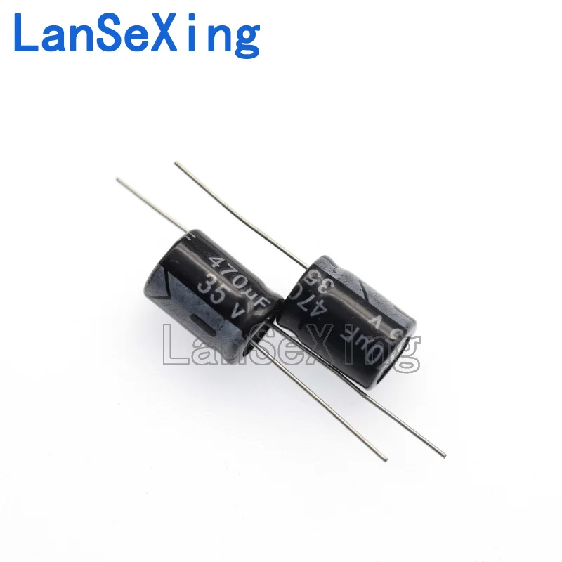 Capacitor eletrolítico de alumínio inline, volume componente, 10x13, 10x17mm, 35V470UF