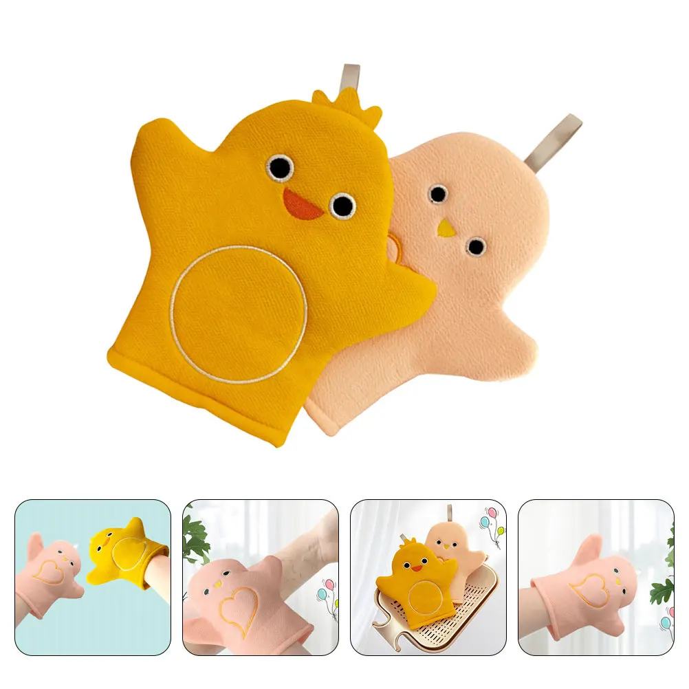 قطعتان من قفازات الحمام الكرتونية الرائعة المصنوعة من ألياف النباتات المرنة وقدرة تنظيف قوية تمتص الماء وقابلة لإعادة الاستخدام للحمام #3