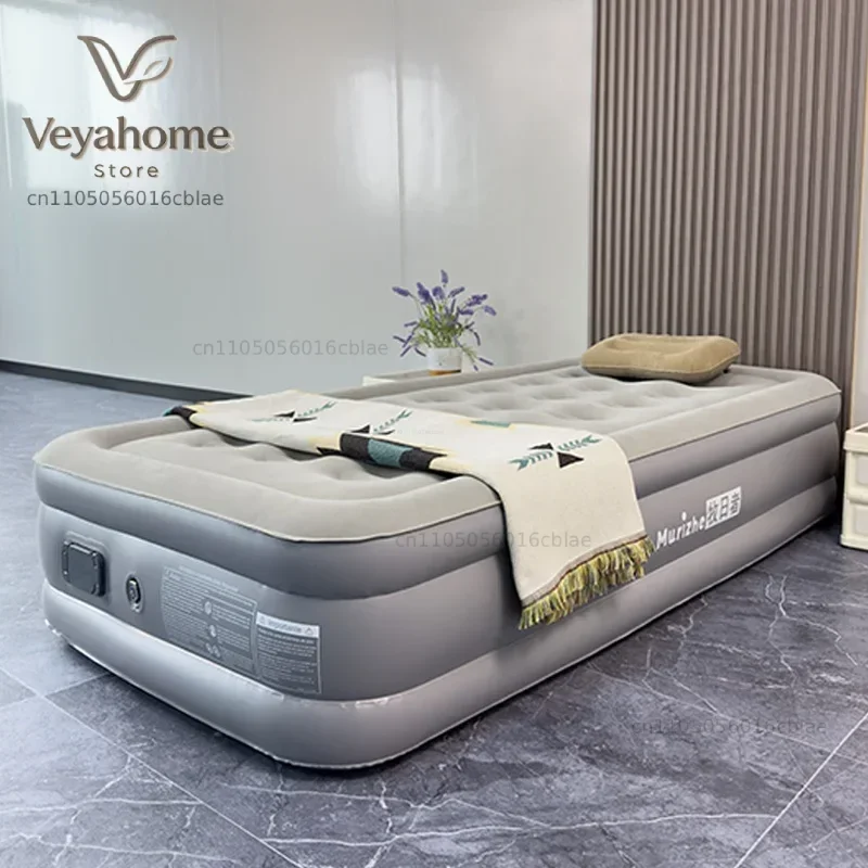 Colchón de Aire para Camping con Bomba Integrada, Colchón Inflable para el Hogar y Invitados, Cama de Aire Plegable de PVC, para Viajes y Exteriores