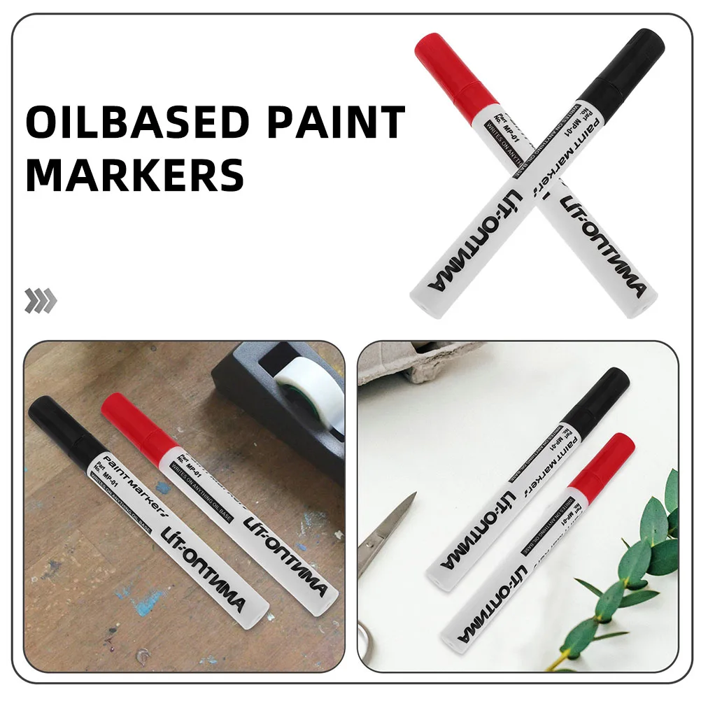 3pcs Waterproof Paint Pen Oil Based Marker Fine Tip Monument Graffiti Writing Tool For Metal Plastic Wood Diy Repair Project