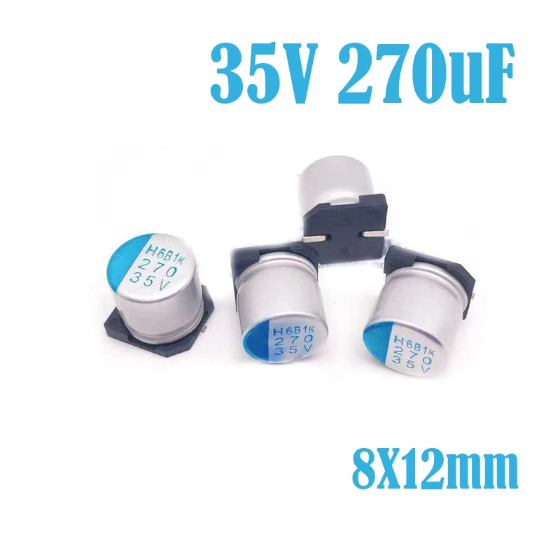 

(10-100 шт.) 35V270UF 8X12mm JH SMD Твердотельный конденсатор/полимерный конденсатор 270 мкФ 35В