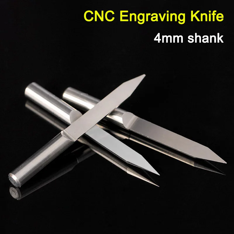 

CNC 4mm Shank Carving Bit 20/25/30 Degrees V Shape End Mill CNC Router Bit Milling Cutter for Wood Flat bottomed Engraving Knife