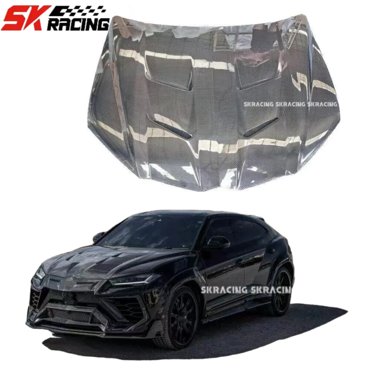 Fit For Lamborghini URUS 2018-2021 Real Dry Carbon Fiber Engine Hood Bonnet Panel Cover Trim Bodykit  Replacement Decorative