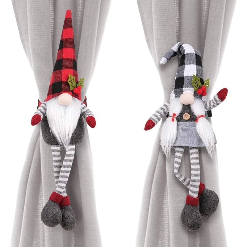 2 Pieces Christmas Curtain Buckle Tieback Mr And Mrs Gnome Curtain Tiebacks Hook Fastener Buckle Clamp For Christmas Easy To Use