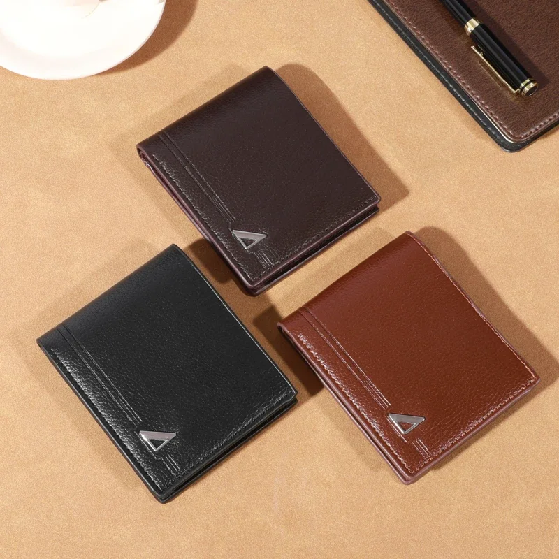 1 قطعة محفظة رجالية قصيرة المال كليب الأعمال عادية أفقية بولي Leather مشبك جلد موضة سعة كبيرة محفظة جلدية ناعمة #3