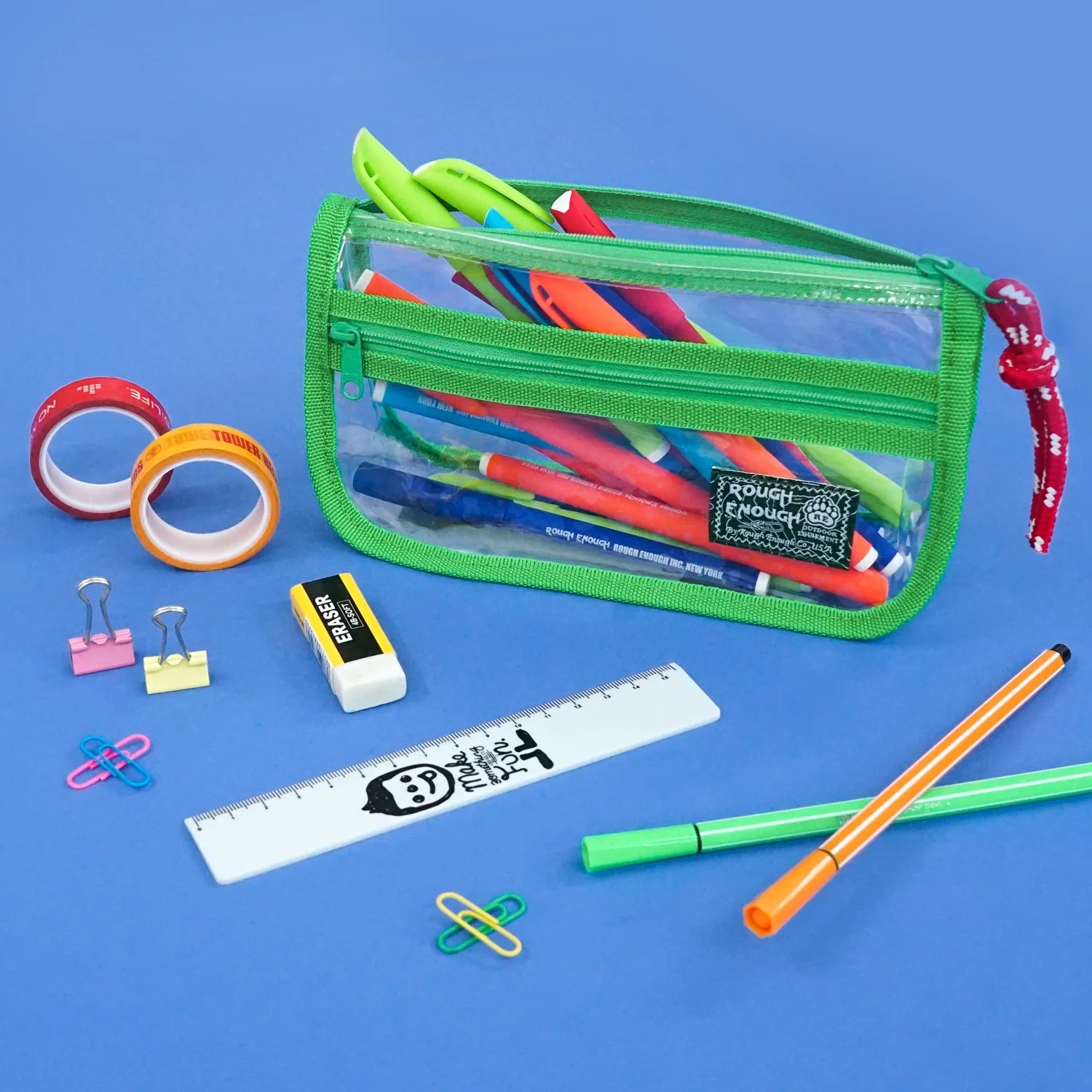 RGH  Transparent Pencil Case, Ins Japanese Style Waterproof Student Stationery Bag, Aesthetic Exam Pen Pouch for Girls