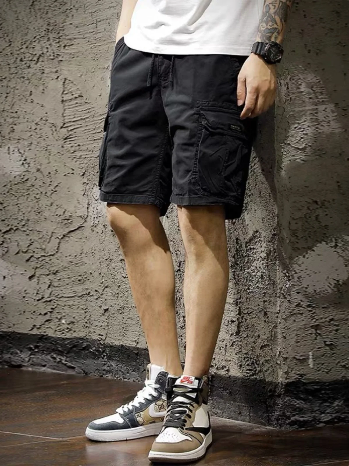 

American Sle Heavyweight Pure Cotton Workwear orts Men Summer Trendy Clothing Durable Vintage Multi-ket Five-Part Pants