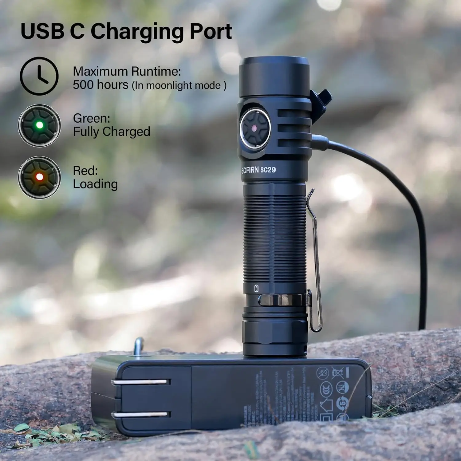 3000 Lumen Rechargeable LED Flashlight, USB-C Waterproof Pocket Torch for Emergencies and Outdoor Use