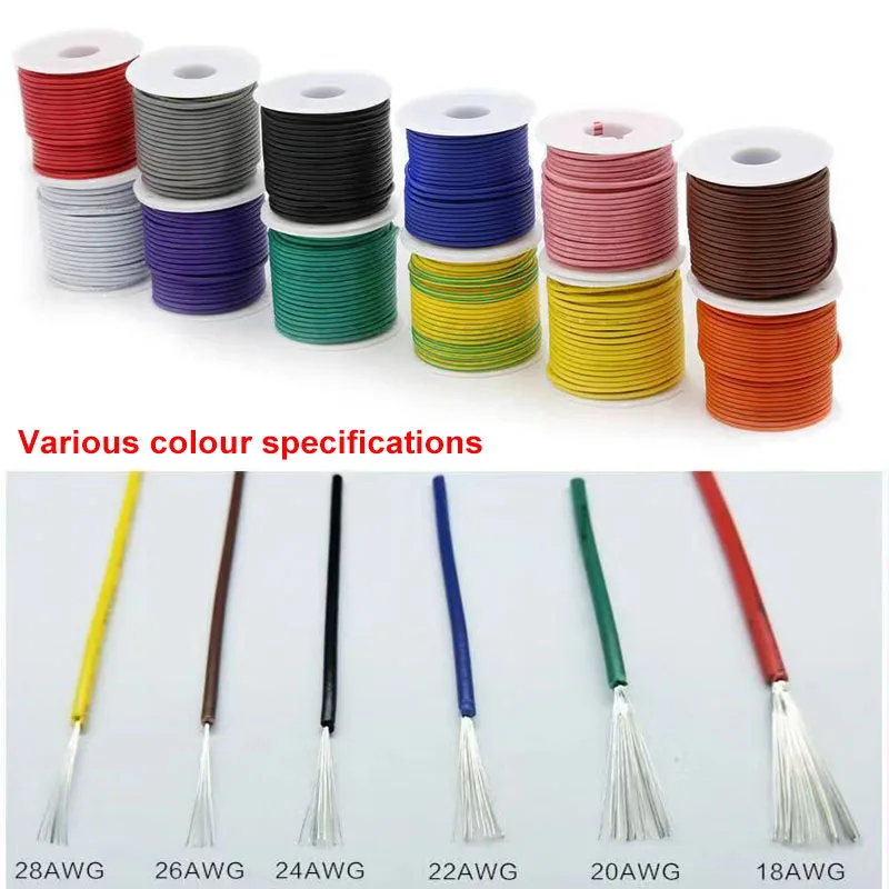 1007 PVC Electronic Wire 30/28/26/24/22/20/18/16AWG Tinned Copper Wire Insulated Wire (5 Colours Mixed Set) Electronic Stranded