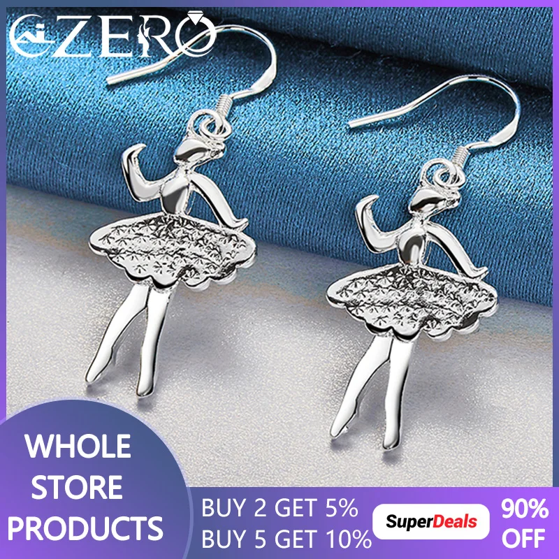 

ALIZERO 925 Sterling Silver Ballet Girl Earrings For Women Drop Earring Fashion Wedding Engagement Party Jewelry Accessories