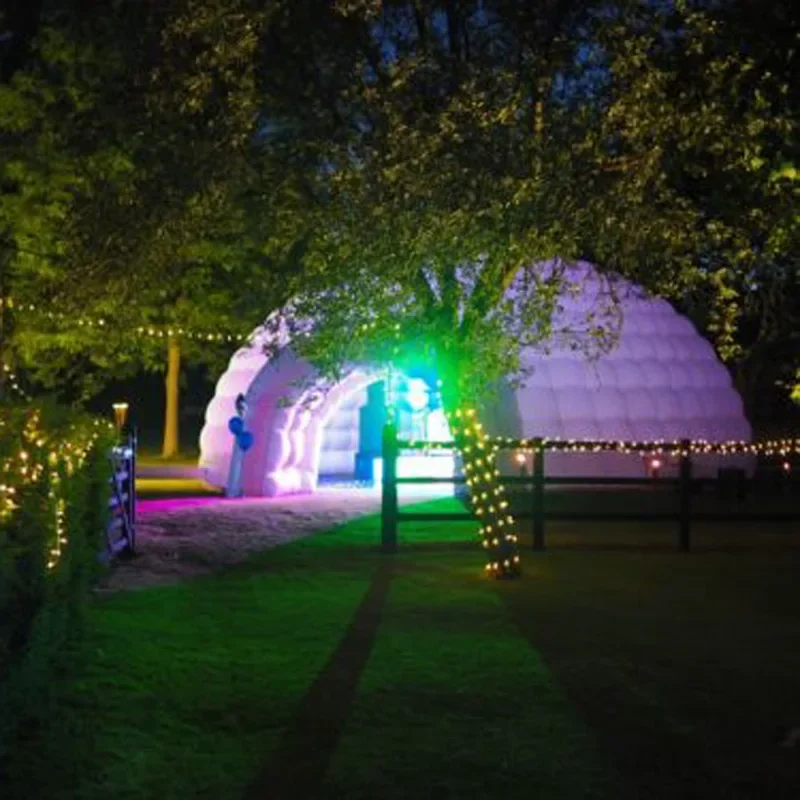 Auffälliges Oxford 10 m 80 Personen aufblasbares Kuppelzelt für den Außenbereich mit LED-Streifen, Disco-Iglu-Party, Hochzeit, Haus, Luftfestzelt für Veranstaltungen