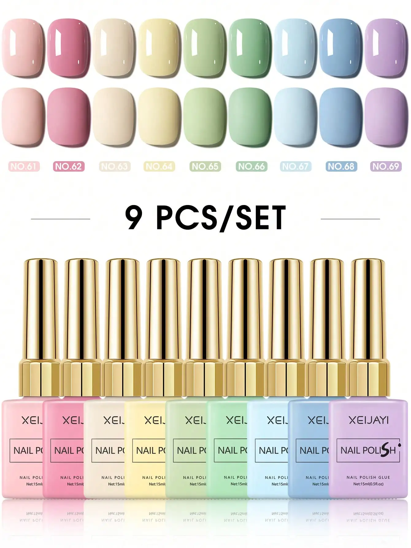9PCS 15ml Colorful Gel Nail Polish Set, Soak-Off UV LED Nail Gel, Long-Lasting Liquid Manicure Varnish image 3