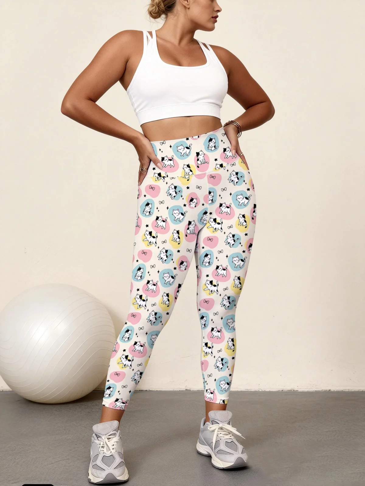 

Женские брюки для йоги Bodian Cat с полным принтом и высокой талией, быстросохнущие спортивные тайтсы с высокой эластичностью, тайтсы для фитнеса и тренажерного зала