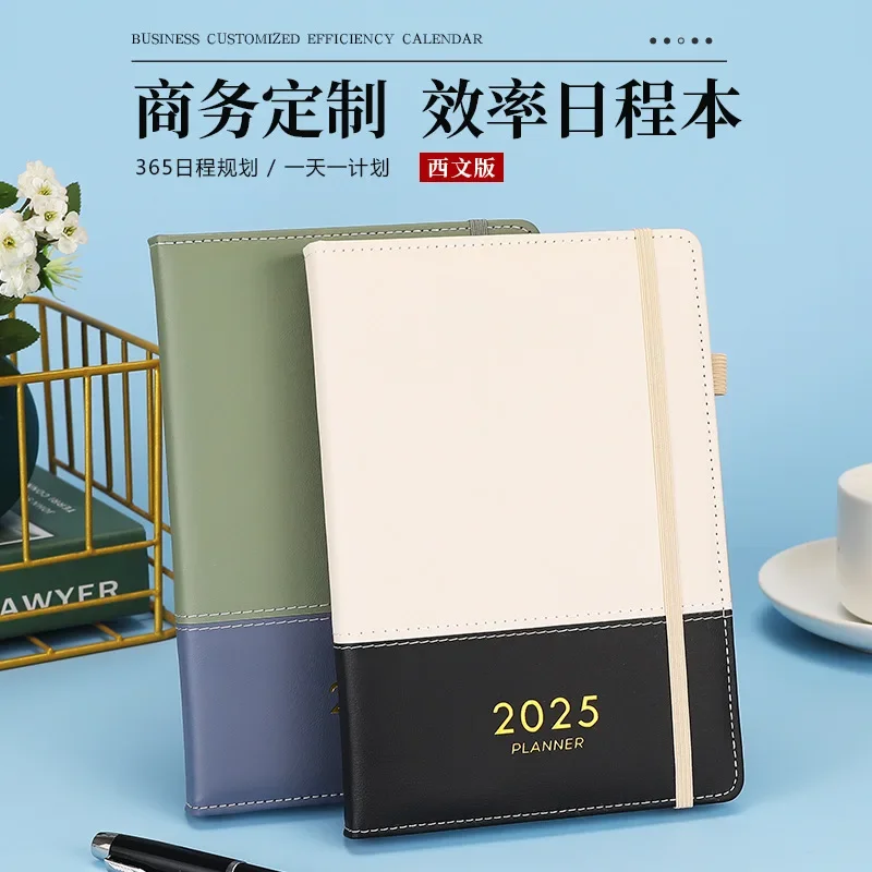 2025 Agenda Book Customized Logo Time Management A5 Plan Book English Notepad Business Diary Wholesale agenda planner  diary