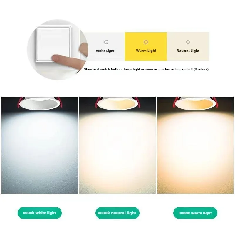 2 pçs holofotes anti-reflexo preto branco redondo led recesso lâmpadas de teto 10w 75mm tamanho do furo downlights para iluminação de decoração interior