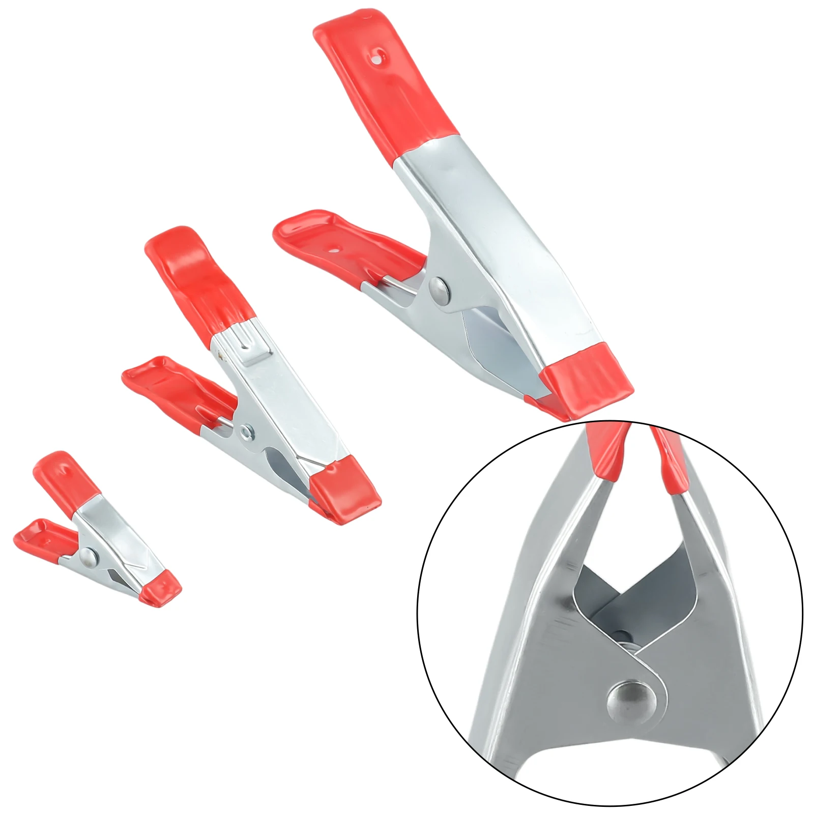 1PC 2/4/6Inch Metal A-Shaped Clip Spring Clamps Woodworking Grip Multi-Purpose Plastic Tips Tool Clips Hand Tools