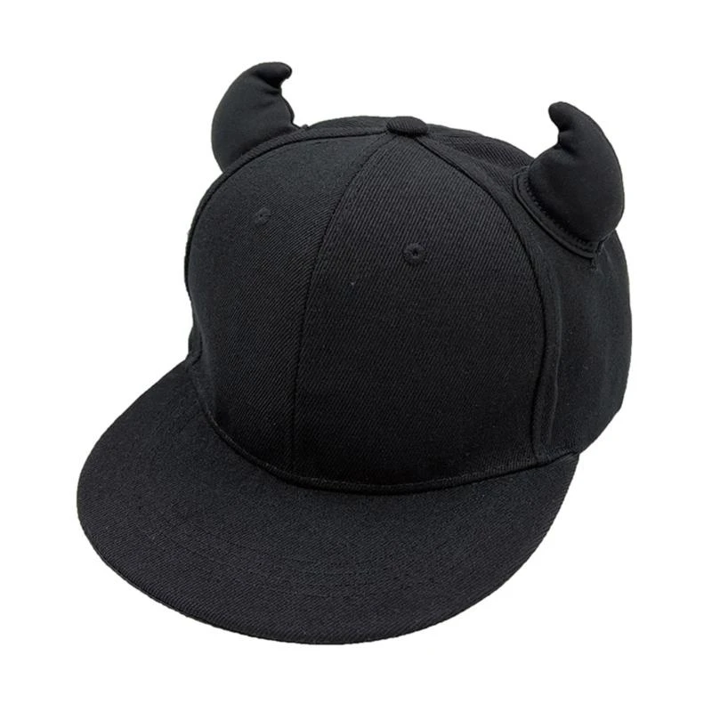 Halloween Baseball Cap with Devil Horn Decor Adult Adjustable Cap for Summer Outdoor Cycling Hiking Hat for Teens Men