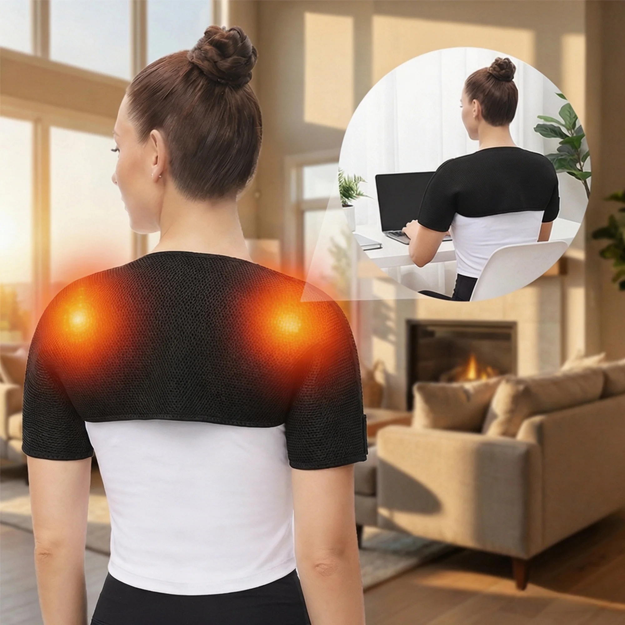 

Electric Heated Shoulder Back Massager Constant Temperature Therapy Back Vibration Kneading Shoulder Muscle Stiffness Relief