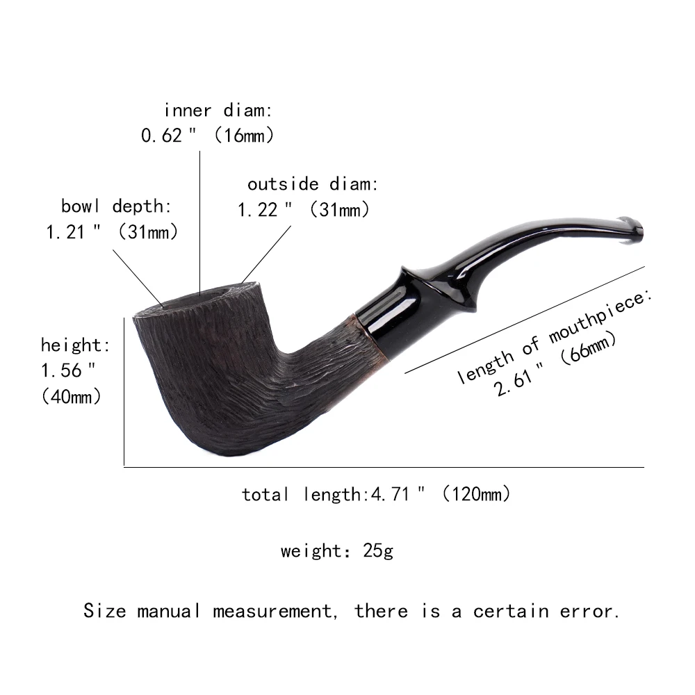 MUXIANG Portable Short pipe handmade briar wood tobacco pipe 9mm flue design suitable for beginner smoke smoking pipe short time