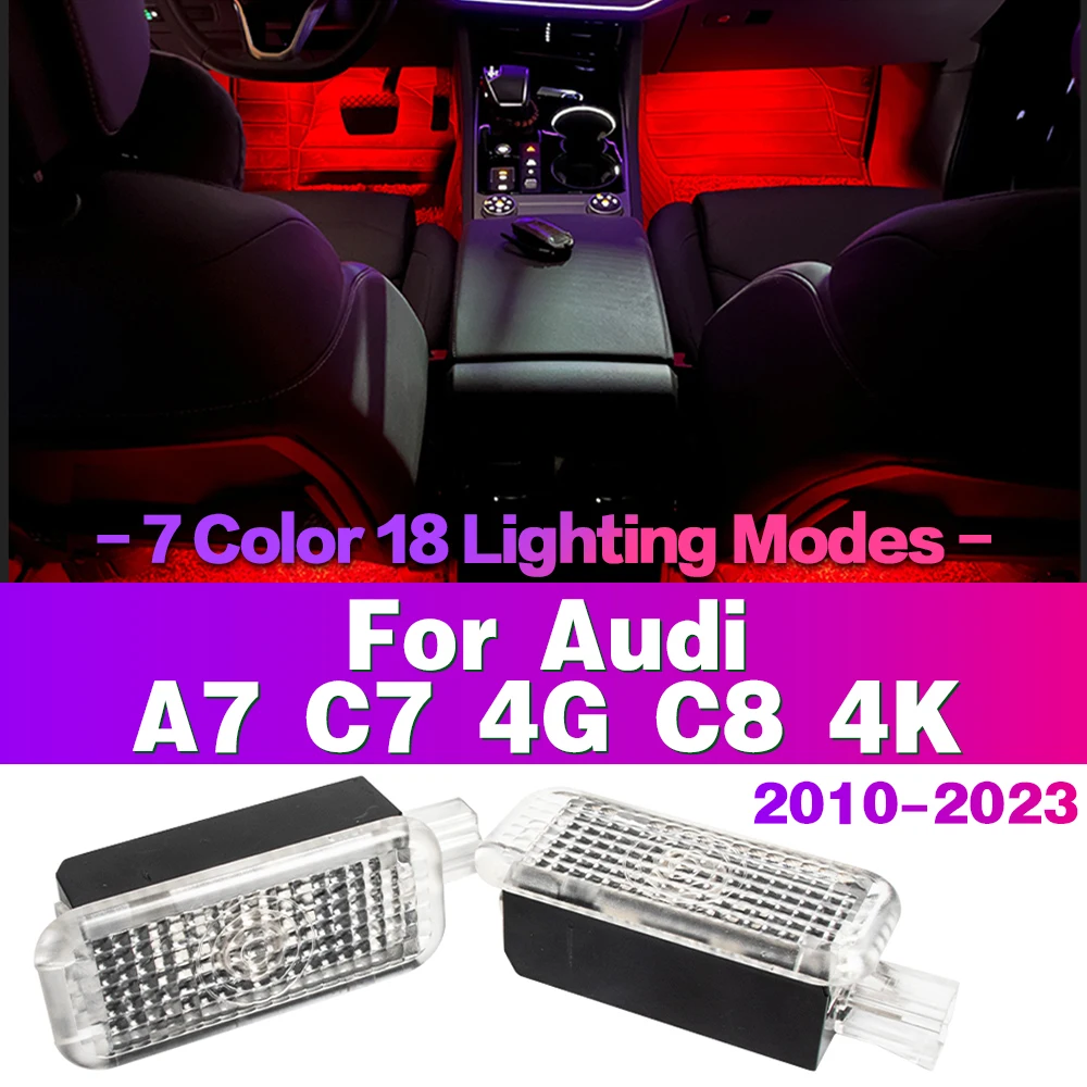 LED Car Footwell Light Bulb Interior Atmosphere Lamp Decorative Accessories For Audi A7 C7 4G C8 4K 2010 2011 2012 2013 - 2023