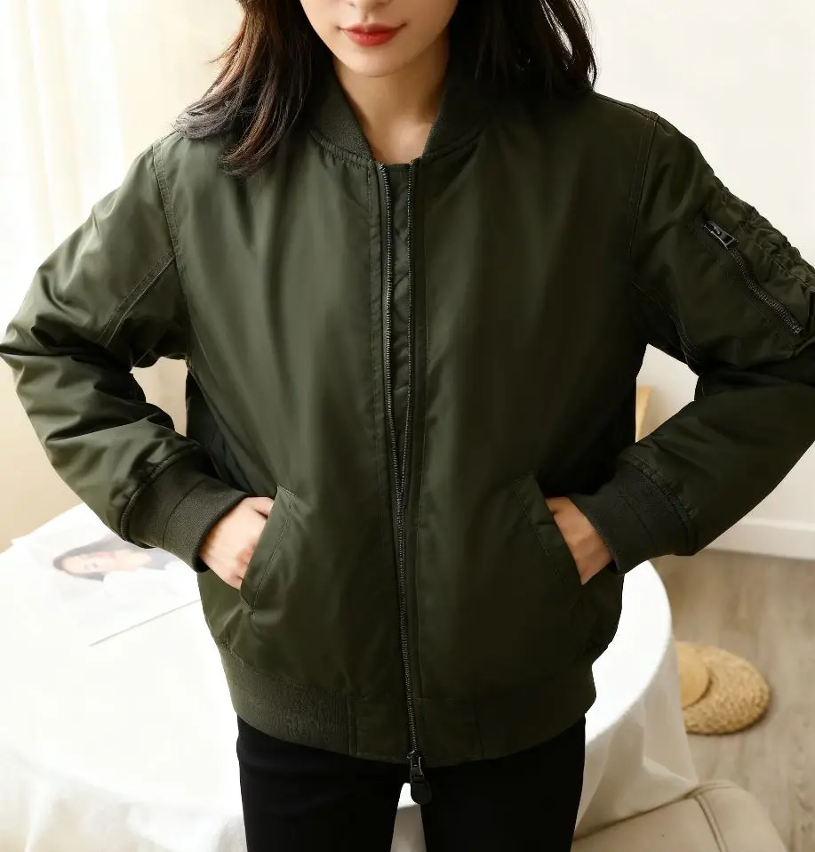 

Bomber Jackets Womens Jacket Streetwear Fall Minimalist Blends Single-Breasted Slim Waist-Cinching OL Commute Professional Daily