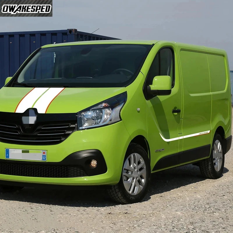 1Set Car Body Door Side Stickers Sport Stripes Auto Hood Engine Cover Decor Vinyl Decal For Renault Trafic Opel Vivaro Combi Van