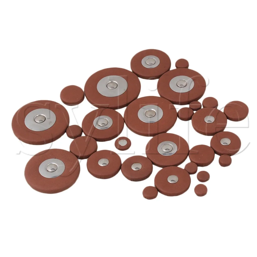 28pcs Soprano Saxophone Woodwind Leather Pads Orange