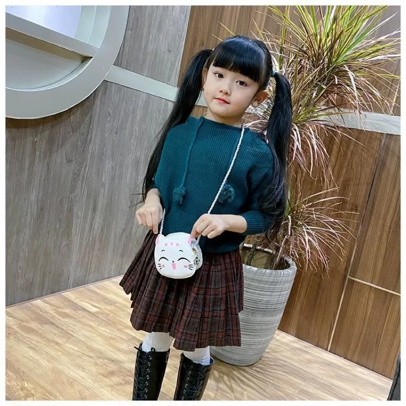 New Cartoon Children's Crossbody Bag Cute Cat Kids Fashion Coin Purse Purse Handbag Cute Mini Shoulder Bag for Girls and Boys