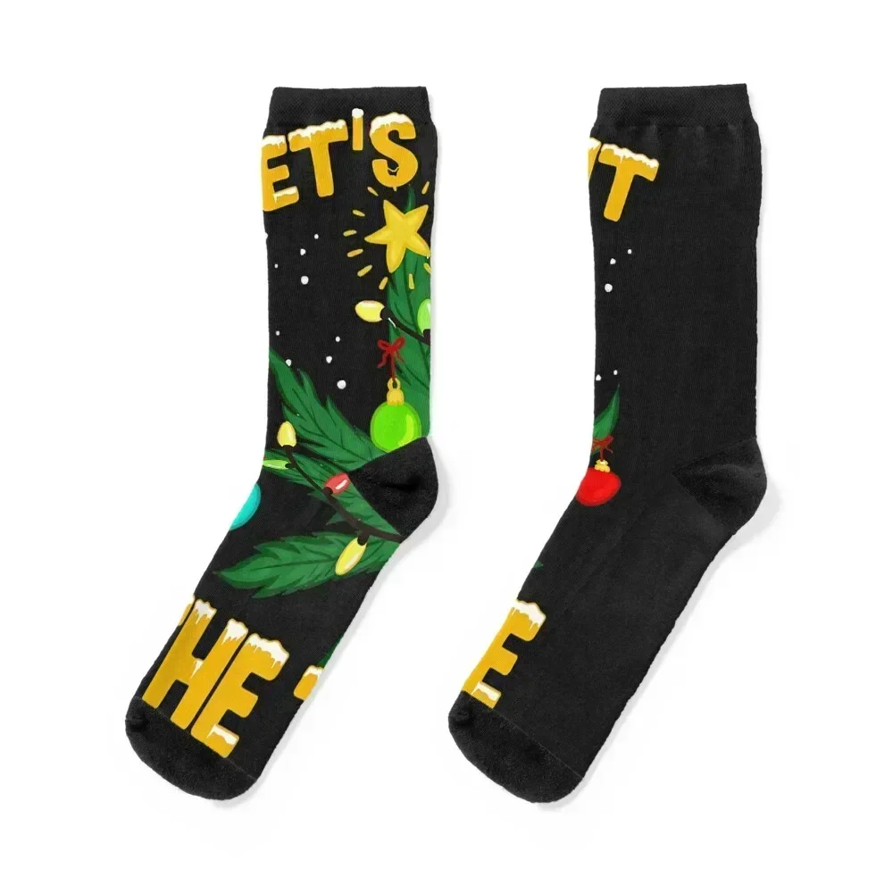 

Let's Light This Tree Vintage Christmas Weed Smoker Canabis Socks funny gift designer brand essential hiking Socks Men's Women's