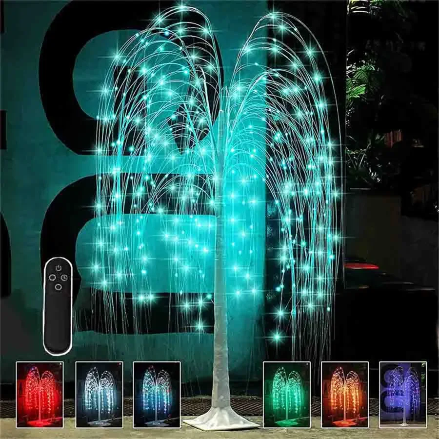 

1.5M 210 LED Artificial Lighted Willow Tree RGB Changeable Lighted Christmas Tree Fairy Light With Remote For Holiday Decor