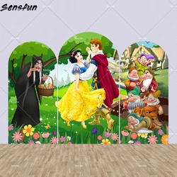 Prince Charming and Snow White Arch Backdrop Cover for Girl Birthday Party Decor Supplies The Seven Dwarf Baby Shower Background